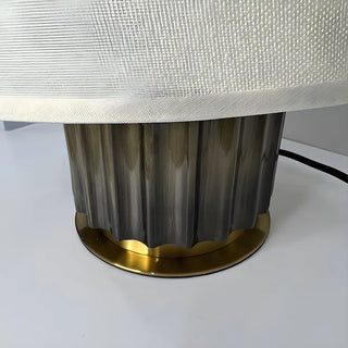 Modern Geometric Brown Base Fabric Drum Table Lamp Zawala Image - 7