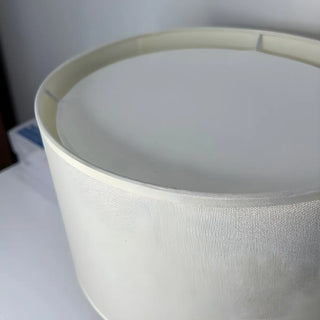 Modern Geometric Brown Base Fabric Drum Table Lamp Zawala Image - 8