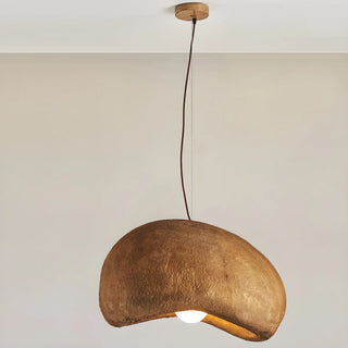 ZOWALA - Unique Bowl Resin Living Room Wood Color Pendant Light Image - 10
