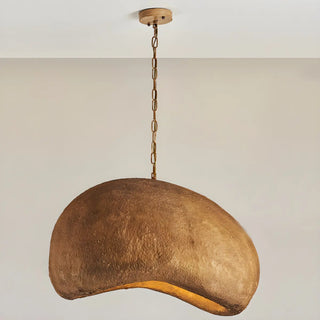 ZOWALA - Unique Bowl Resin Living Room Wood Color Pendant Light Image - 11