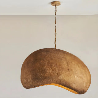 ZOWALA - Unique Bowl Resin Living Room Wood Color Pendant Light Image - 12
