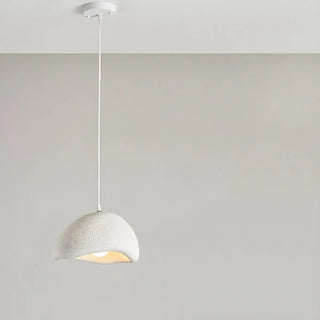 ZOWALA - Unique Bowl Resin Living Room Wood Color Pendant Light Image - 13