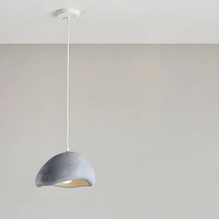 ZOWALA - Unique Bowl Resin Living Room Wood Color Pendant Light Image - 20