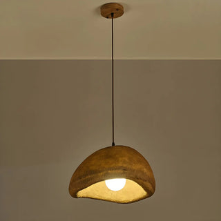 ZOWALA - Unique Bowl Resin Living Room Wood Color Pendant Light Image - 3