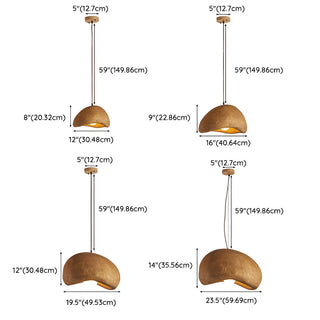 ZOWALA - Unique Bowl Resin Living Room Wood Color Pendant Light #size