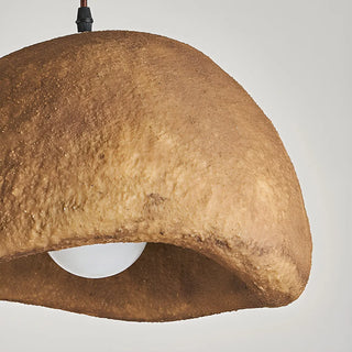 ZOWALA - Unique Bowl Resin Living Room Wood Color Pendant Light Image - 4