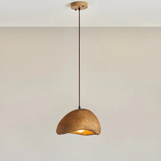 ZOWALA - Unique Bowl Resin Living Room Wood Color Pendant Light Image - 6
