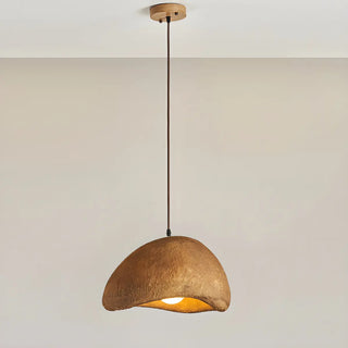 ZOWALA - Unique Bowl Resin Living Room Wood Color Pendant Light Image - 7