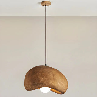 ZOWALA - Unique Bowl Resin Living Room Wood Color Pendant Light Image - 8