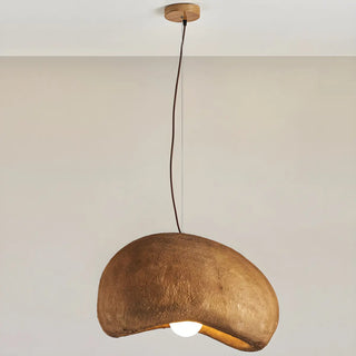 ZOWALA - Unique Bowl Resin Living Room Wood Color Pendant Light Image - 9