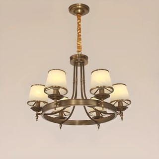 ZOWALA - Brown Round Pleated Fabric Shade Living Room Chandelier Image - 10