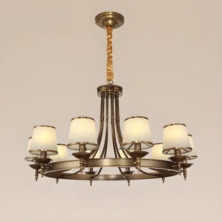 ZOWALA - Brown Round Pleated Fabric Shade Living Room Chandelier Image - 12