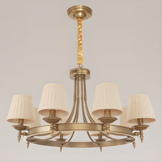 ZOWALA - Brown Round Pleated Fabric Shade Living Room Chandelier Image - 14