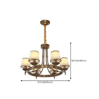 ZOWALA - Brown Round Pleated Fabric Shade Living Room Chandelier #size