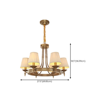 ZOWALA - Brown Round Pleated Fabric Shade Living Room Chandelier Image - 17