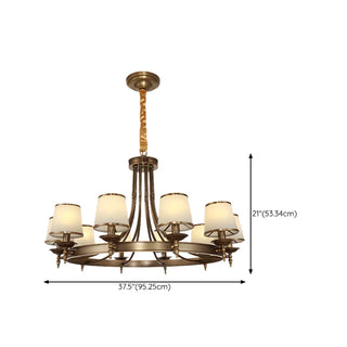 ZOWALA - Brown Round Pleated Fabric Shade Living Room Chandelier Image - 18
