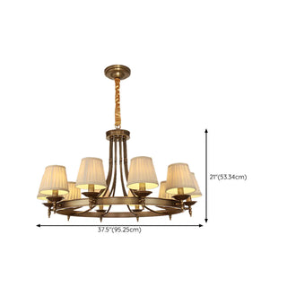 ZOWALA - Brown Round Pleated Fabric Shade Living Room Chandelier Image - 19