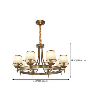 ZOWALA - Brown Round Pleated Fabric Shade Living Room Chandelier Image - 20