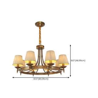 ZOWALA - Brown Round Pleated Fabric Shade Living Room Chandelier Image - 21