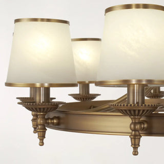 ZOWALA - Brown Round Pleated Fabric Shade Living Room Chandelier Image - 7
