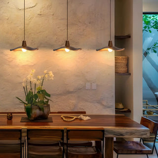 Organic Brown Modern Bedroom Resin Wave Pendent Light Zawala Image - 3