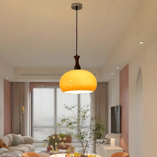 ZOWALA - Modern Amber Glass Dome Pendant Light Flexible Length Image - 1