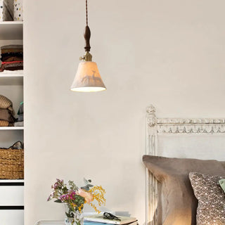 ZOWALA - Modern Wood Cone Rope Ceramic Pendant Lights Image - 1