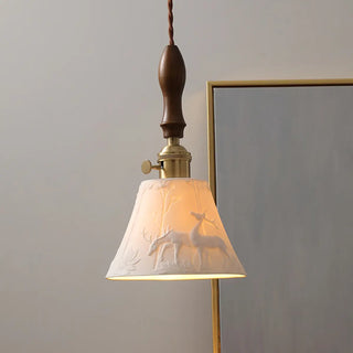 ZOWALA - Modern Wood Cone Rope Ceramic Pendant Lights Image - 2