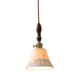 ZOWALA - Modern Wood Cone Rope Ceramic Pendant Lights Image - 5