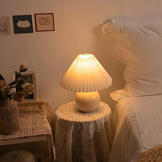 ZOWALA - Modern Ceramic Globe Fabric Cone Table Lamp Image - 1