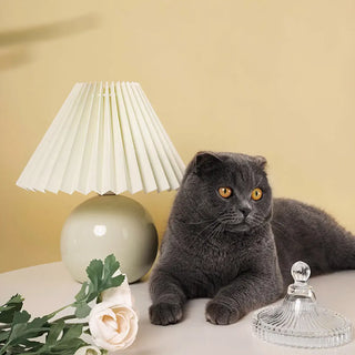 ZOWALA - Modern Ceramic Globe Fabric Cone Table Lamp Image - 12