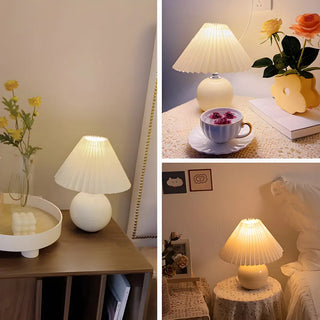 ZOWALA - Modern Ceramic Globe Fabric Cone Table Lamp Image - 14