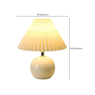 ZOWALA - Modern Ceramic Globe Fabric Cone Table Lamp #size