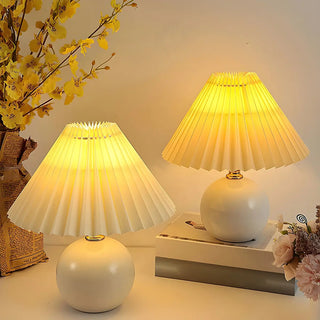 ZOWALA - Modern Ceramic Globe Fabric Cone Table Lamp Image - 2