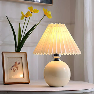 ZOWALA - Modern Ceramic Globe Fabric Cone Table Lamp Image - 3