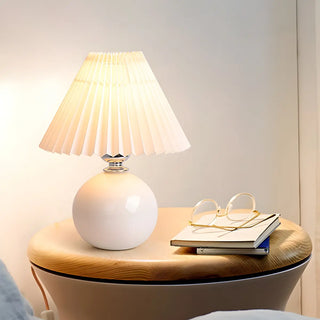 ZOWALA - Modern Ceramic Globe Fabric Cone Table Lamp Image - 5