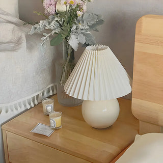 ZOWALA - Modern Ceramic Globe Fabric Cone Table Lamp Image - 6