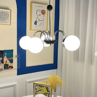ZOWALA - Modern Chrome Globe Pendant Chandelier - 4 Bulbs Image - 2