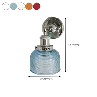 ZOWALA - Modern Chrome Blue Textured Glass Dome Wall Sconce #size