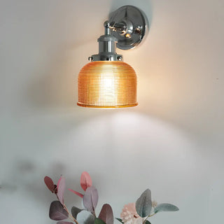 ZOWALA - Modern Chrome Blue Textured Glass Dome Wall Sconce Image - 1