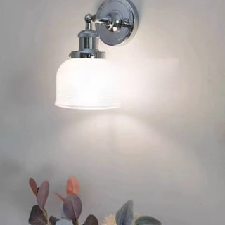 ZOWALA - Modern Chrome Blue Textured Glass Dome Wall Sconce Image - 2
