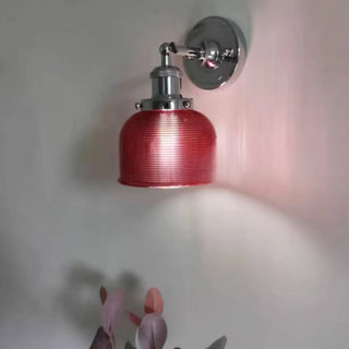 ZOWALA - Modern Chrome Blue Textured Glass Dome Wall Sconce Image - 3