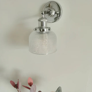 ZOWALA - Modern Chrome Blue Textured Glass Dome Wall Sconce Image - 5