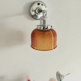 ZOWALA - Modern Chrome Blue Textured Glass Dome Wall Sconce Image - 7