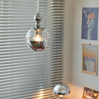 Modern Globe Chrome Pendant Light for Living Room Zawala Image - 3