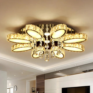 ZOWALA - Modern Chrome Crystal Blossom Semi-Flush Mount Light Image - 1