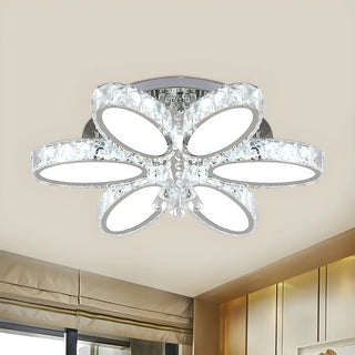 ZOWALA - Modern Chrome Crystal Blossom Semi-Flush Mount Light Image - 2