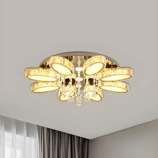 ZOWALA - Modern Chrome Crystal Blossom Semi-Flush Mount Light Image - 6