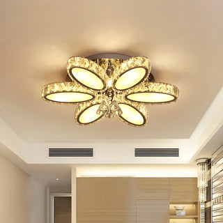 ZOWALA - Modern Chrome Crystal Blossom Semi-Flush Mount Light Image - 7