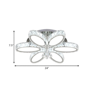 ZOWALA - Modern Chrome Crystal Blossom Semi-Flush Mount Light Image - 8